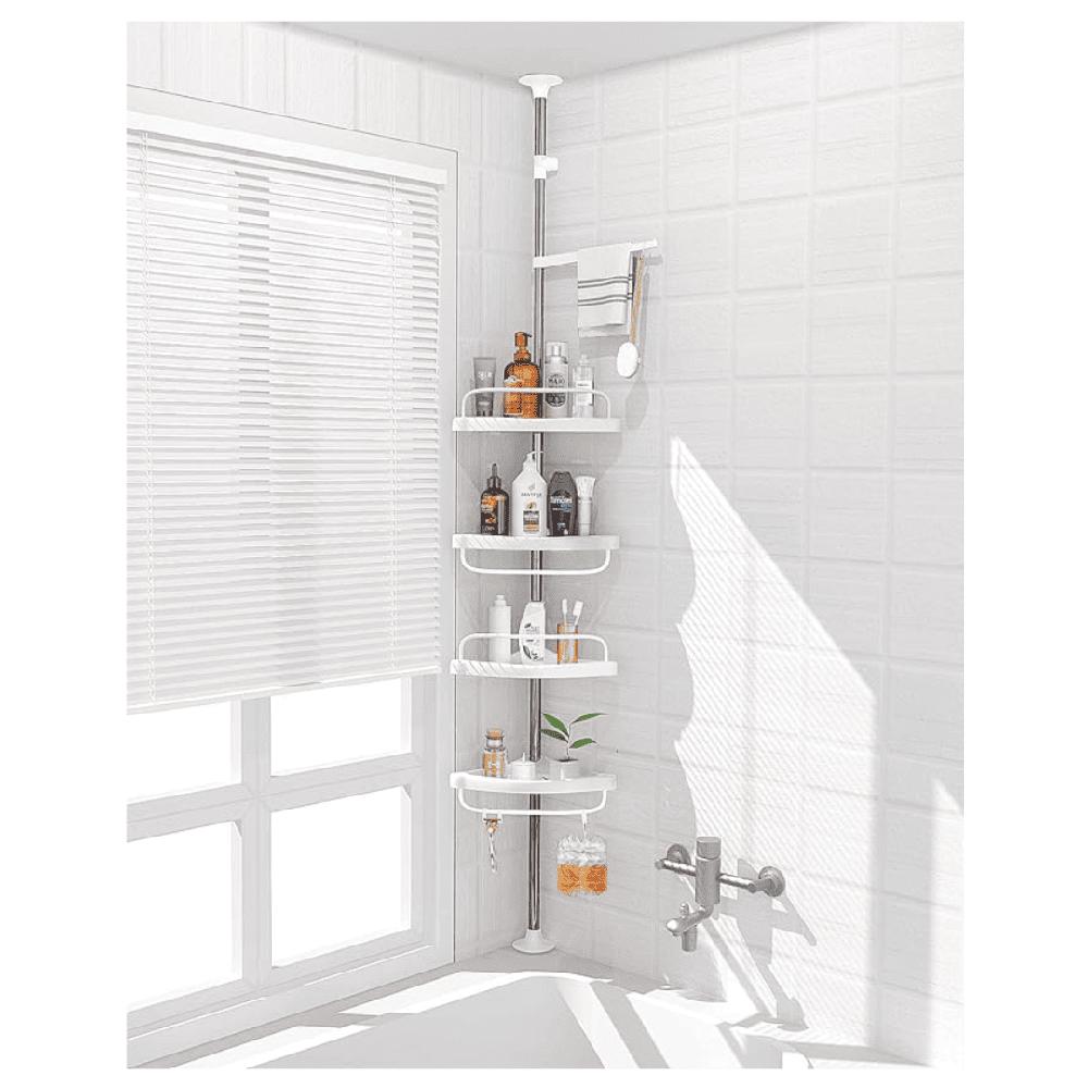 Estante de ducha de esquina de 4 niveles 3.2 metros Blanco