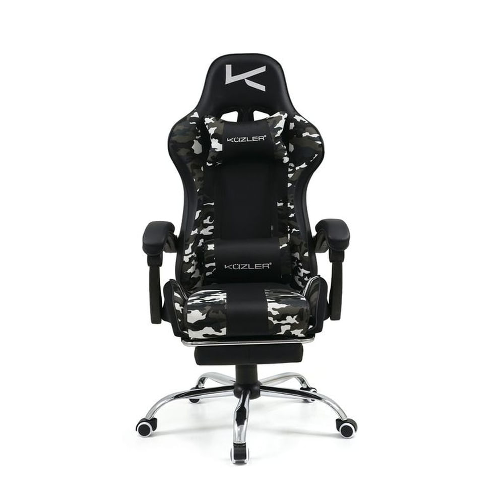Silla Gamer Kuzler Camuflada Masajeador Lumbar Reposapiés y Base Metálica RIK-101CAMO