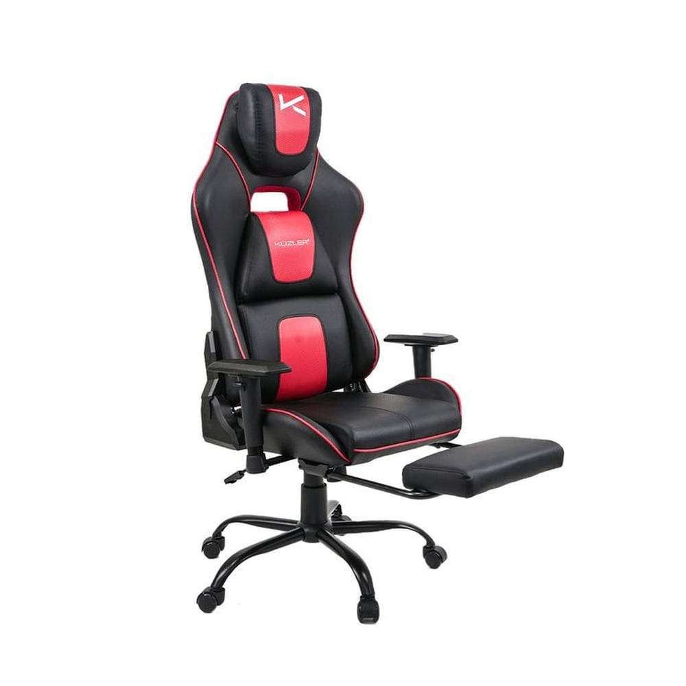 Silla Gamer Ergonómica Roja DRAKTAR2-RN con Reposapiés y Reclinación 180°