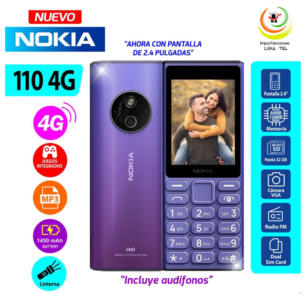 CELULAR BASICO NOKIA 110 4G DUAL SIM - AZUL