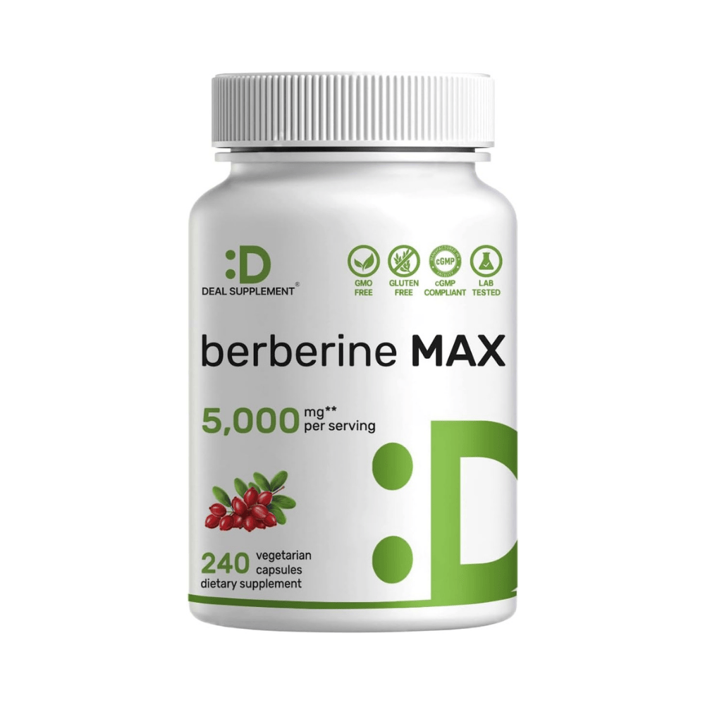 DEAL SUPPLEMENT Berberine Max Suplemento con cúrcuma 5000 mg por porción 240 cápsulas