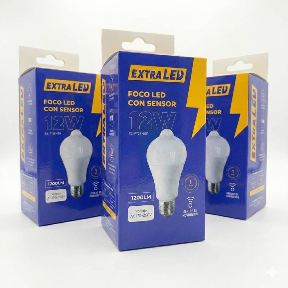 Pack x3 Foco LED Sensor de Movimiento 12W E27 C Radar Extraled
