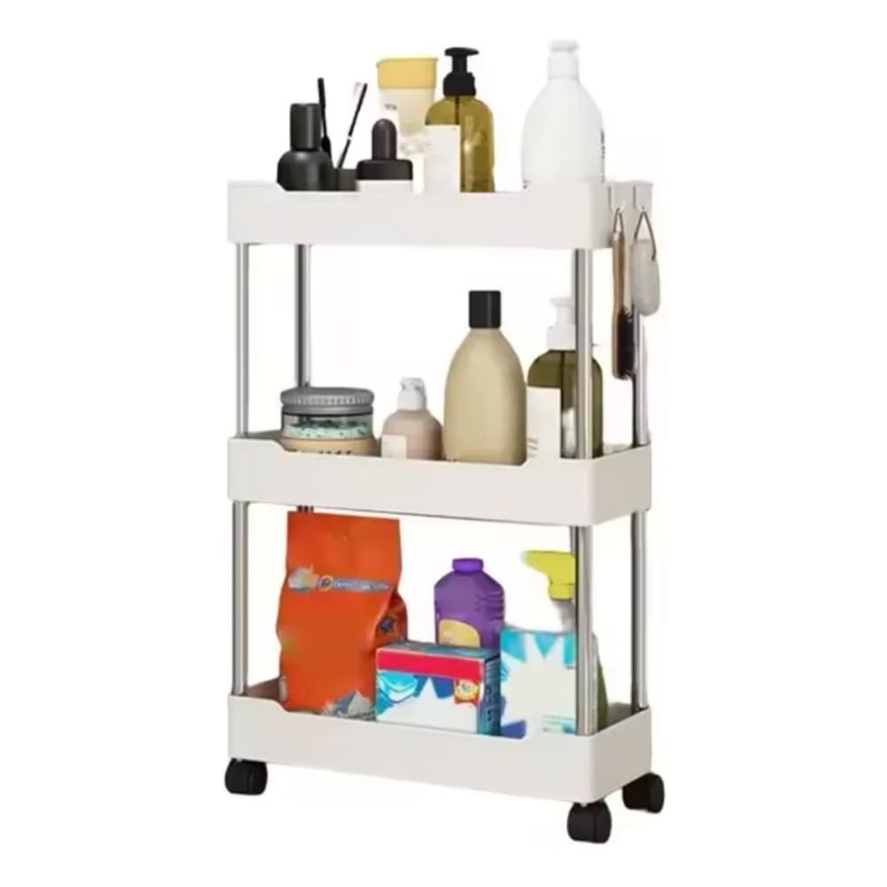 Estante Organizador Delgado 3 Niveles Con Ruedas Multiuso Cocina Baño Lavandería Oficina AJ330810