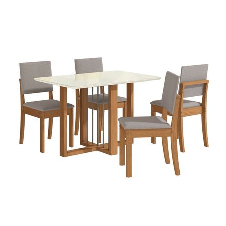 Juego de comedor Creta Off White con 4 sillas Kappesberg