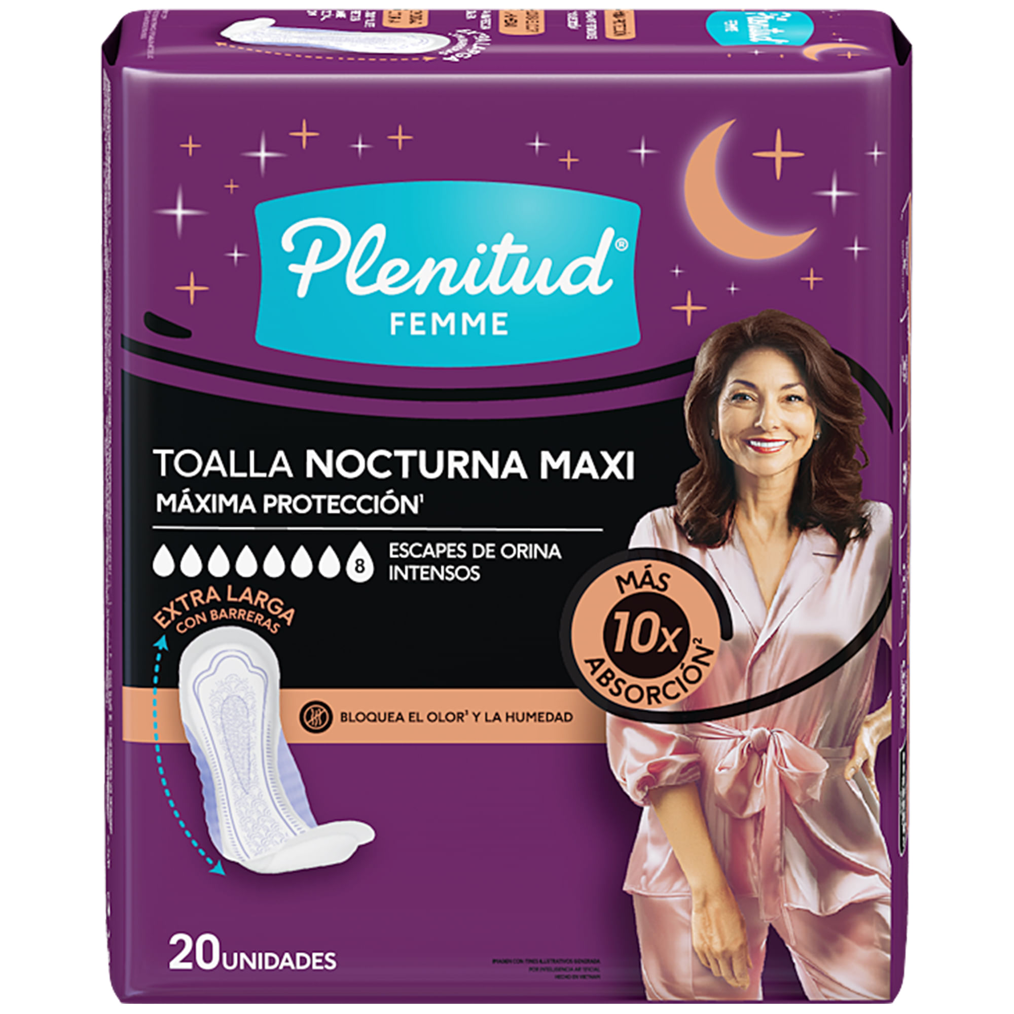 Toallas Nocturna Maxi PLENITUD Femme Paquete 20un