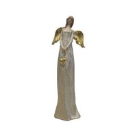 Adorno Decorativo Ángel con Corazón Tonos Plata y Dorado