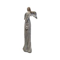 Adorno Decorativo Ángel con Estrella Tonos Plata y Gris - Adorno Elegante para Sala Regalo Ideal