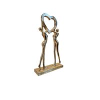 Adorno Decorativo Pareja con Corazón Color Dorado - Adorno Romántico Regalo Ideal para San Valentín