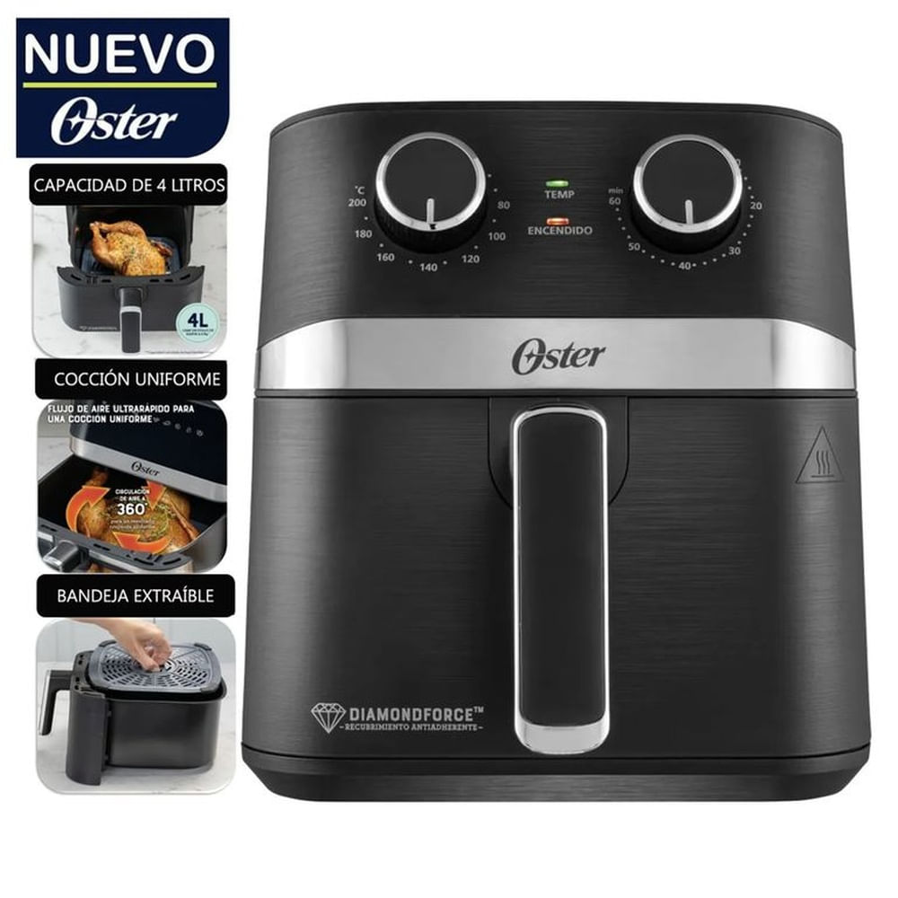 Freidora De Aire Oster 4L Manual Con Revestimiento Antiadherente