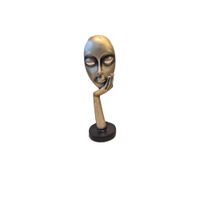 Escultura Decorativa Rostro Abstracto Dorado - 437-5011446