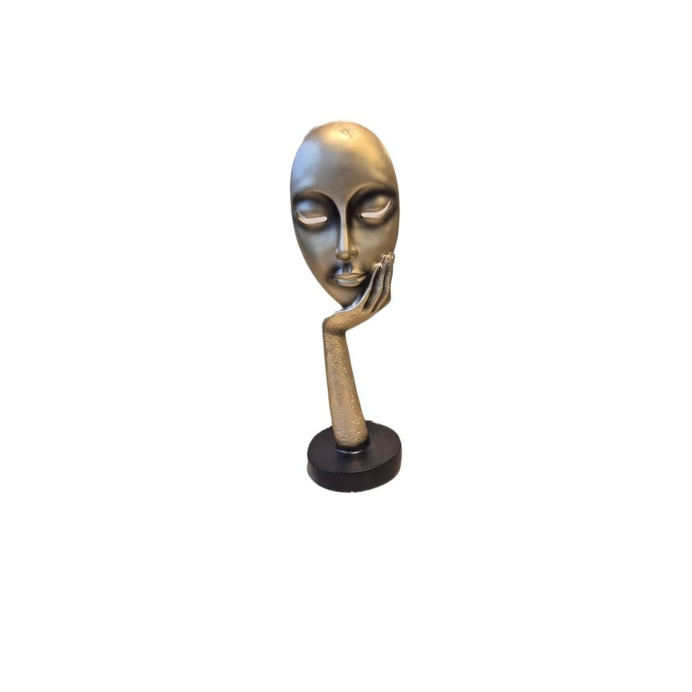 Escultura Decorativa Rostro Abstracto Dorado - Adorno Elegante para Sala Regalo Ideal