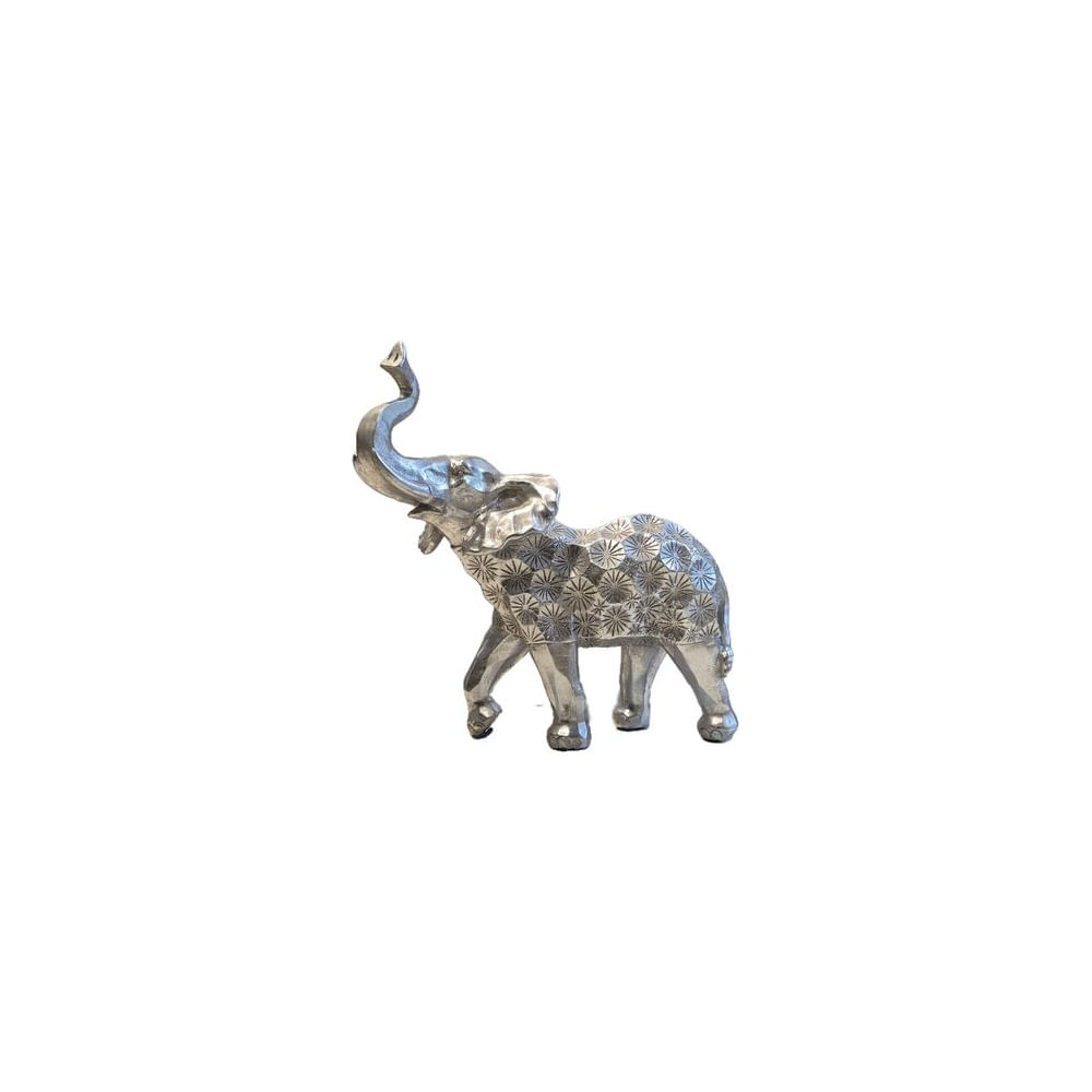 Figura Decorativa Elefante Plateado Texturizado - Adorno Elegante para Sala Regalo Ideal