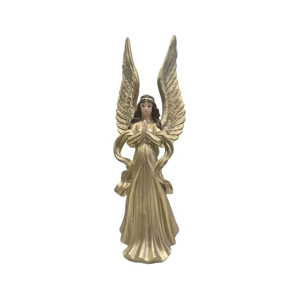 Escultura Decorativa Ángel en Tono Dorado - Adorno Elegante para Sala Regalo Ideal