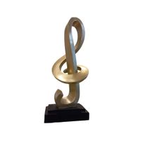 Adorno Decorativo Abstracto Dorado con Base Negra - Adorno Elegante para Sala Regalo Ideal
