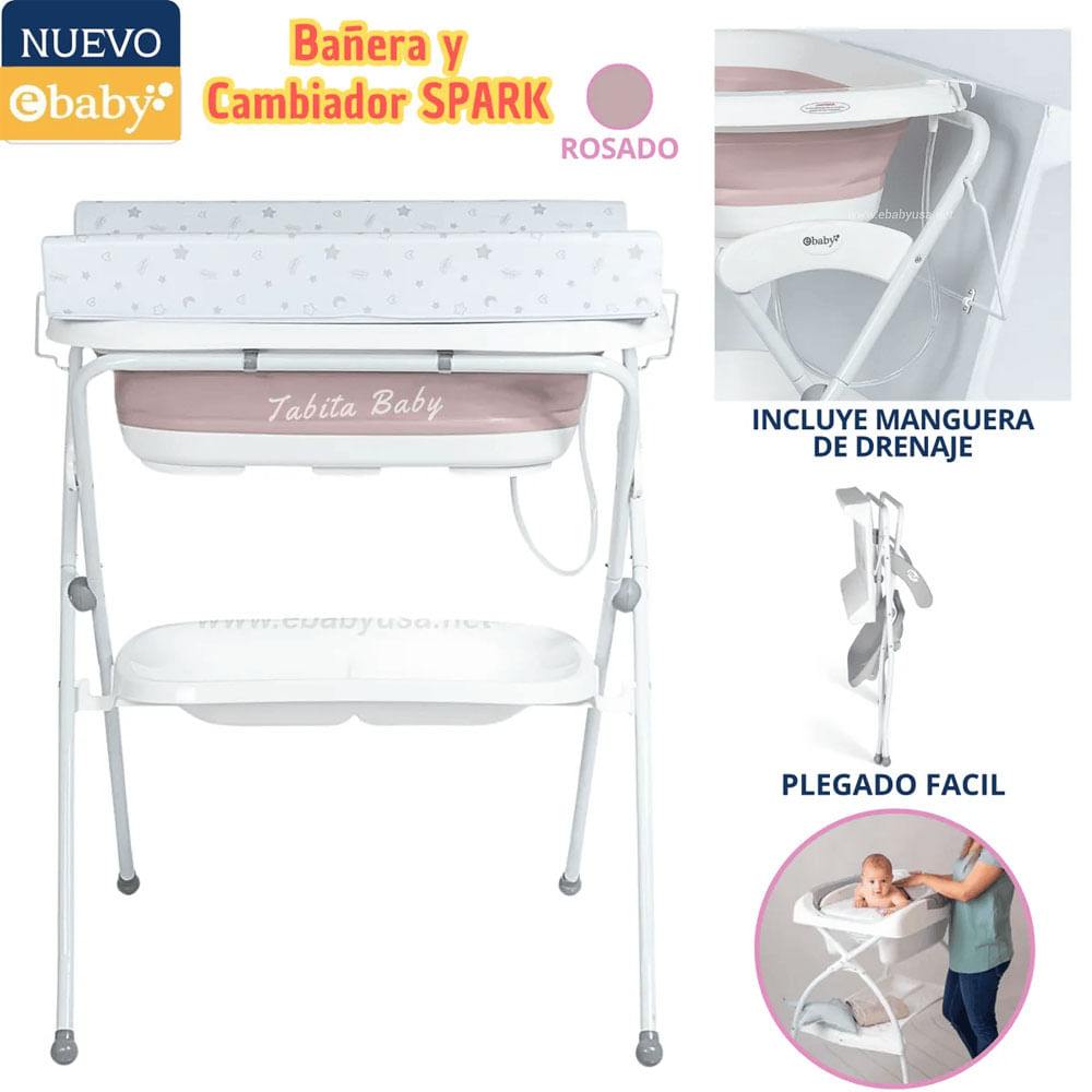 Bañera Cambiador Plegable Spark Rosado