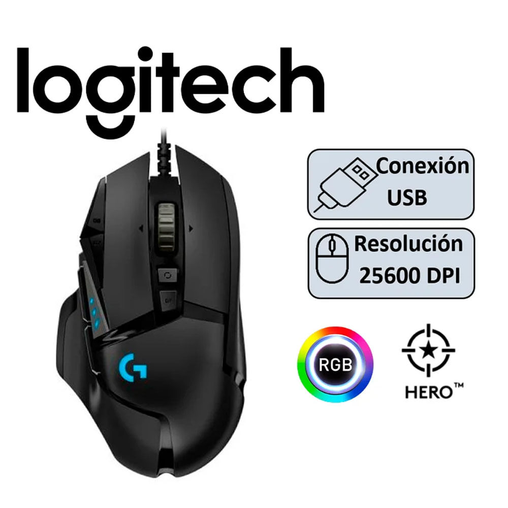 MOUSE LOGITECH G502 HERO NEGRO RGB 910-005550