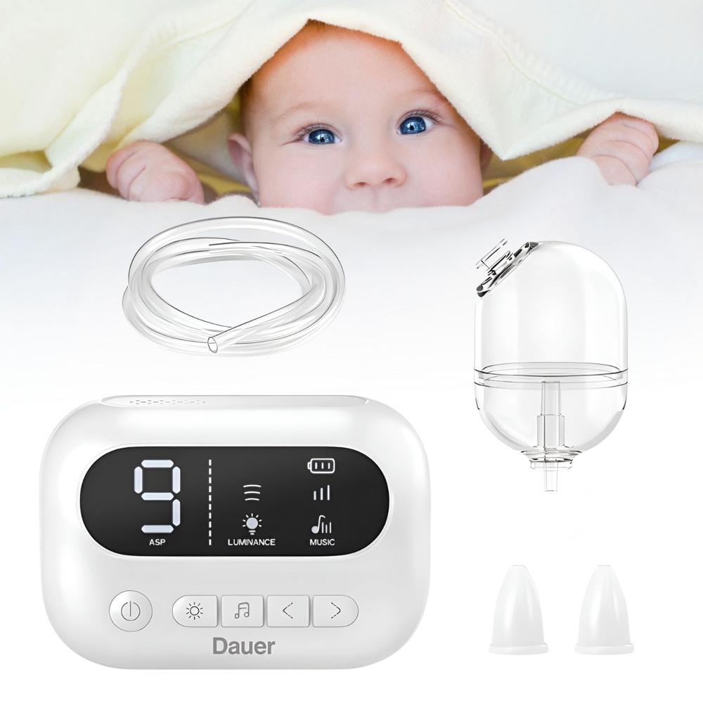 Aspirador Nasal Electrico Profesional Musical 9 niveles Saca Mocos 2 Boquillas y Luz Nocturna