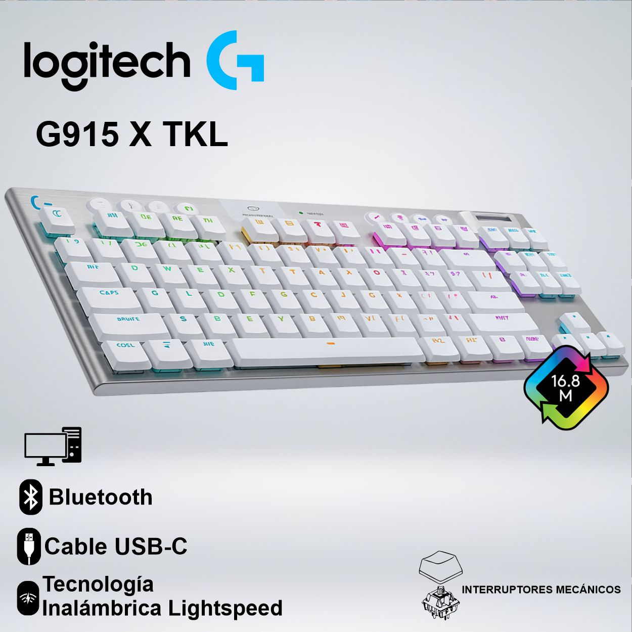 TECLADO G915 X LIGHTSPEED TKL RGB BLUETOOTH TECLAS PBT DOBLE DISPARO