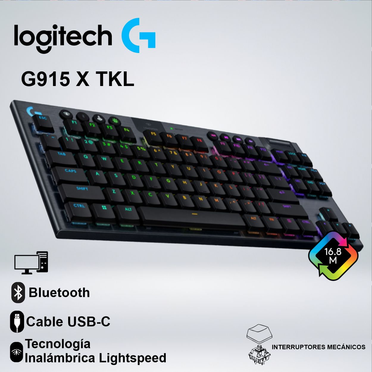 TECLADO G915 X LIGHTSPEED TKL RGB BLUETOOTH TECLAS PBT