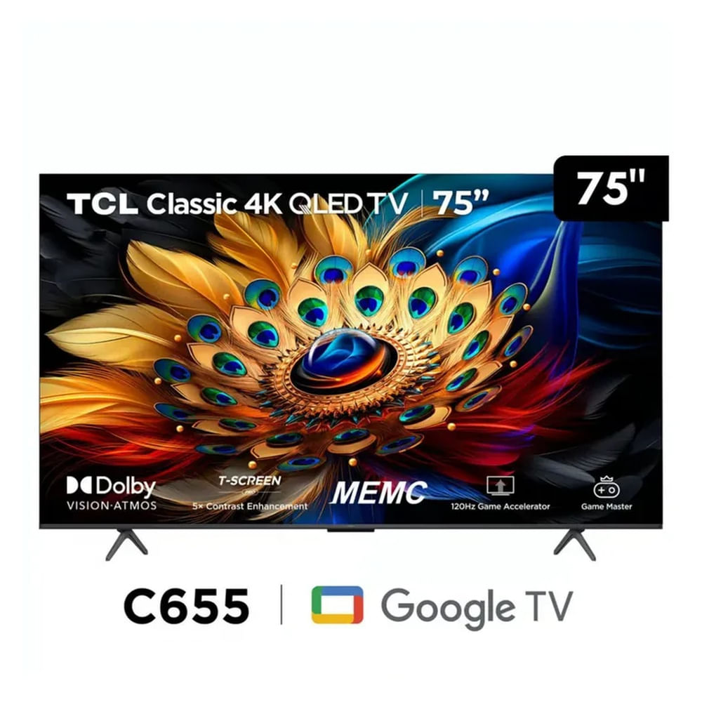 Televisor TCL QLED 75" Smart TV Ultra HD 4K Año 2024 75C655