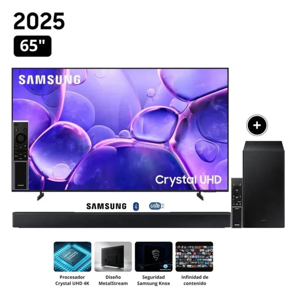 Televisor Samsung Smart TV 65Crystal UHD 4K UN65U8000F + Soundbar HW-B450