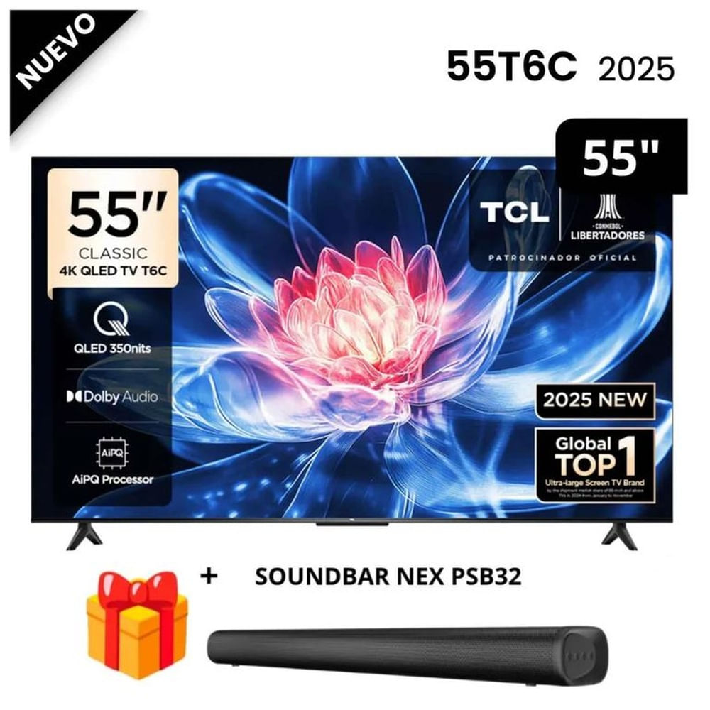Televisor TCL 55 QLED 4K Ultra HD 55T6C + Soundbar Nex