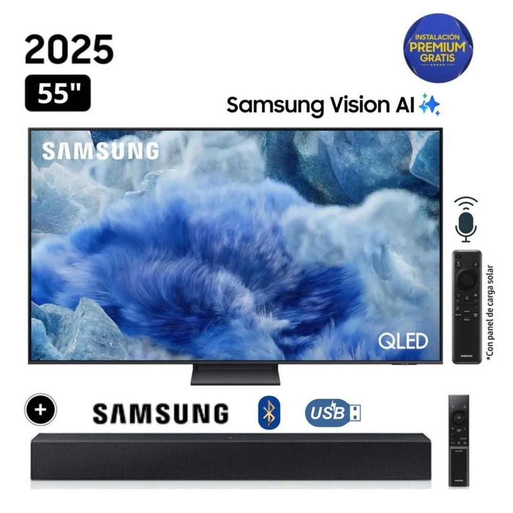 Televisor Samsung QLED 55 Visión AI Smart TV QN55Q8F + Soundbar HW-B400F