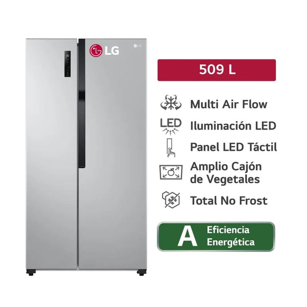 Refrigeradora LG LS51BPP 509L Multi Air Flow Side By Side Plateada