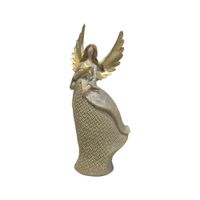 Adorno Decorativo Ángel con Estrella Tonos Beige y Dorado - Adorno Elegante para Sala Regalo Ideal