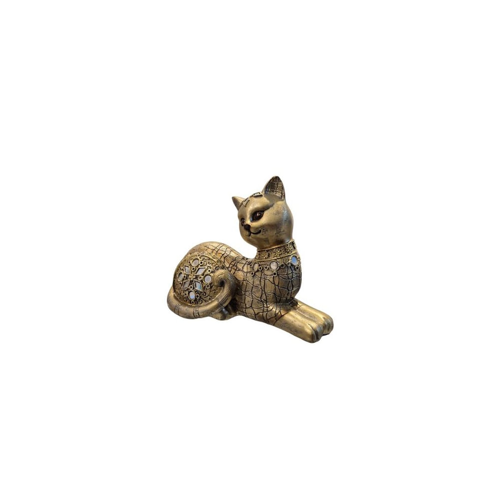 Adorno Decorativo Gato Dorado con Detalles Ornamentales - Adorno Elegante para Sala Regalo Ideal
