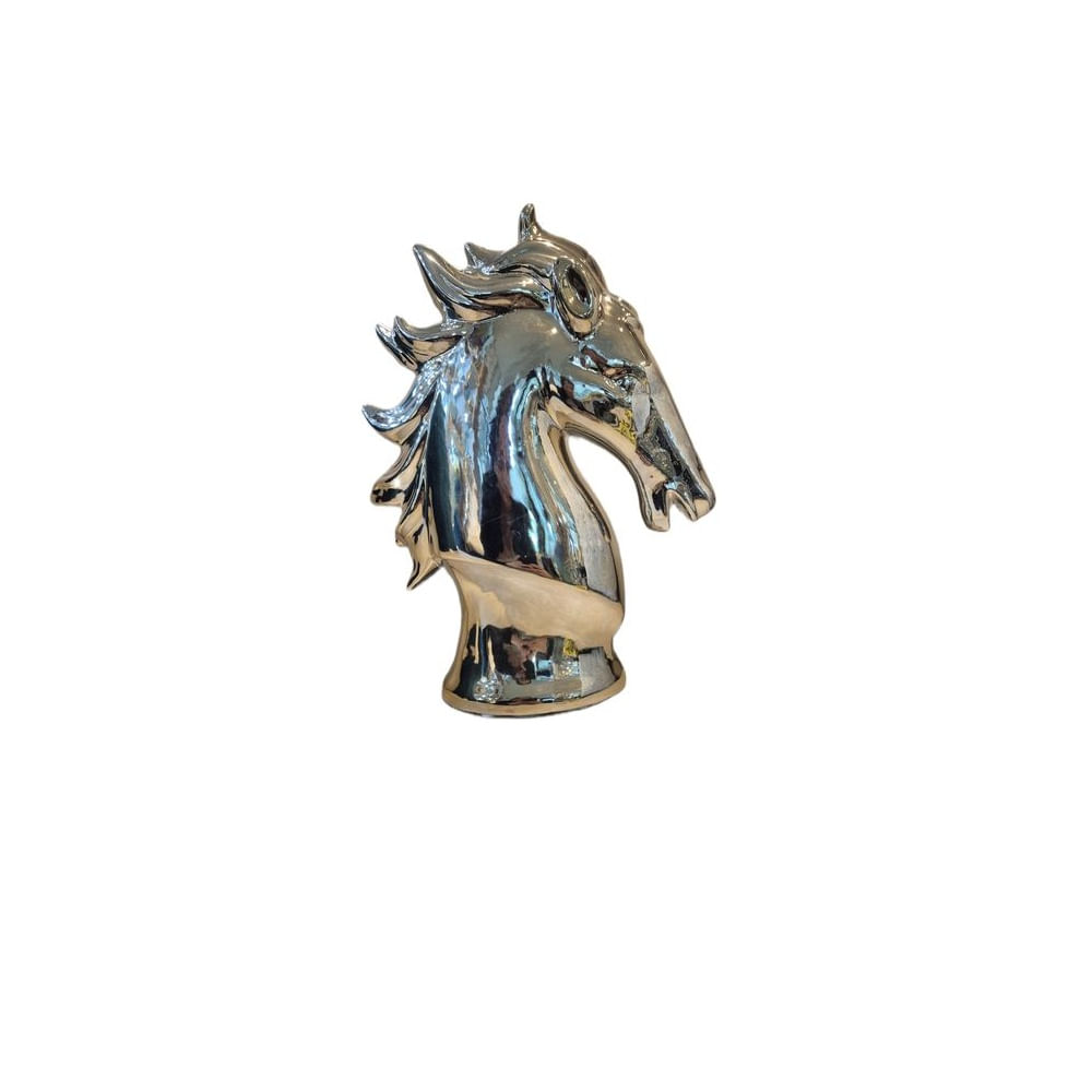 Adorno Decorativo Cabeza de Caballo Cromado Plateado - Adorno Elegante para Sala Regalo Ideal