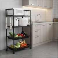 Carrito Organizador de Cocina Multiusos 4 Niveles con Ruedas 123x49x35CM