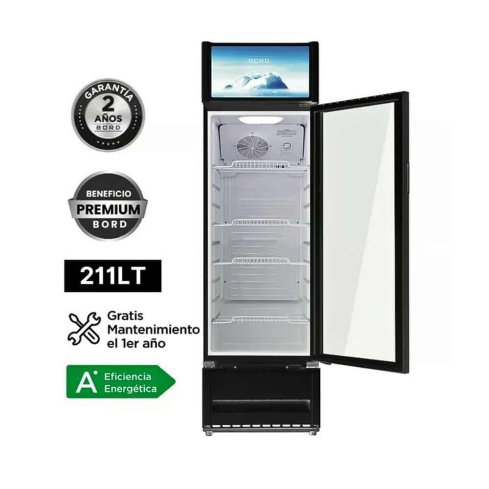 Vitrina Exhibidora Visicooler Bord Monopuerta directo EX211-M 211LT