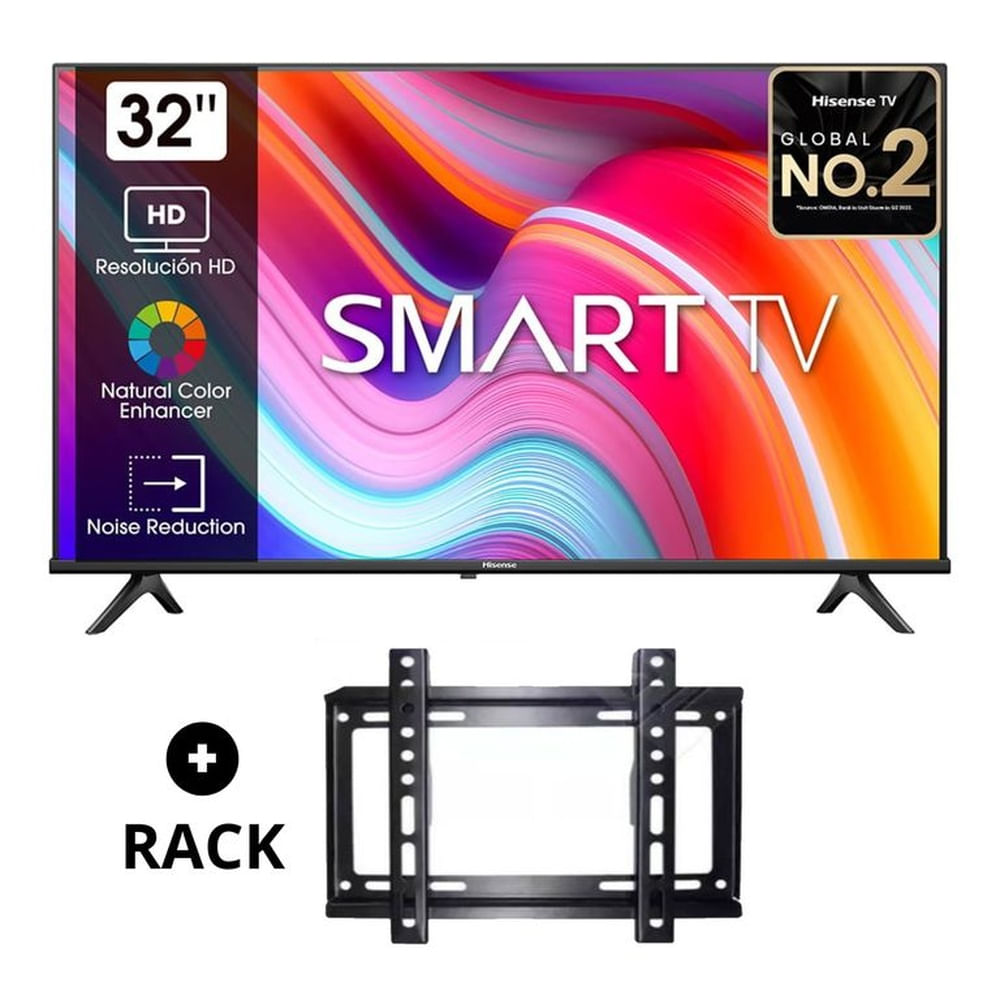 TELEVISOR HISENSE 32 HD SMART TV 32A4K + RACK FIJO