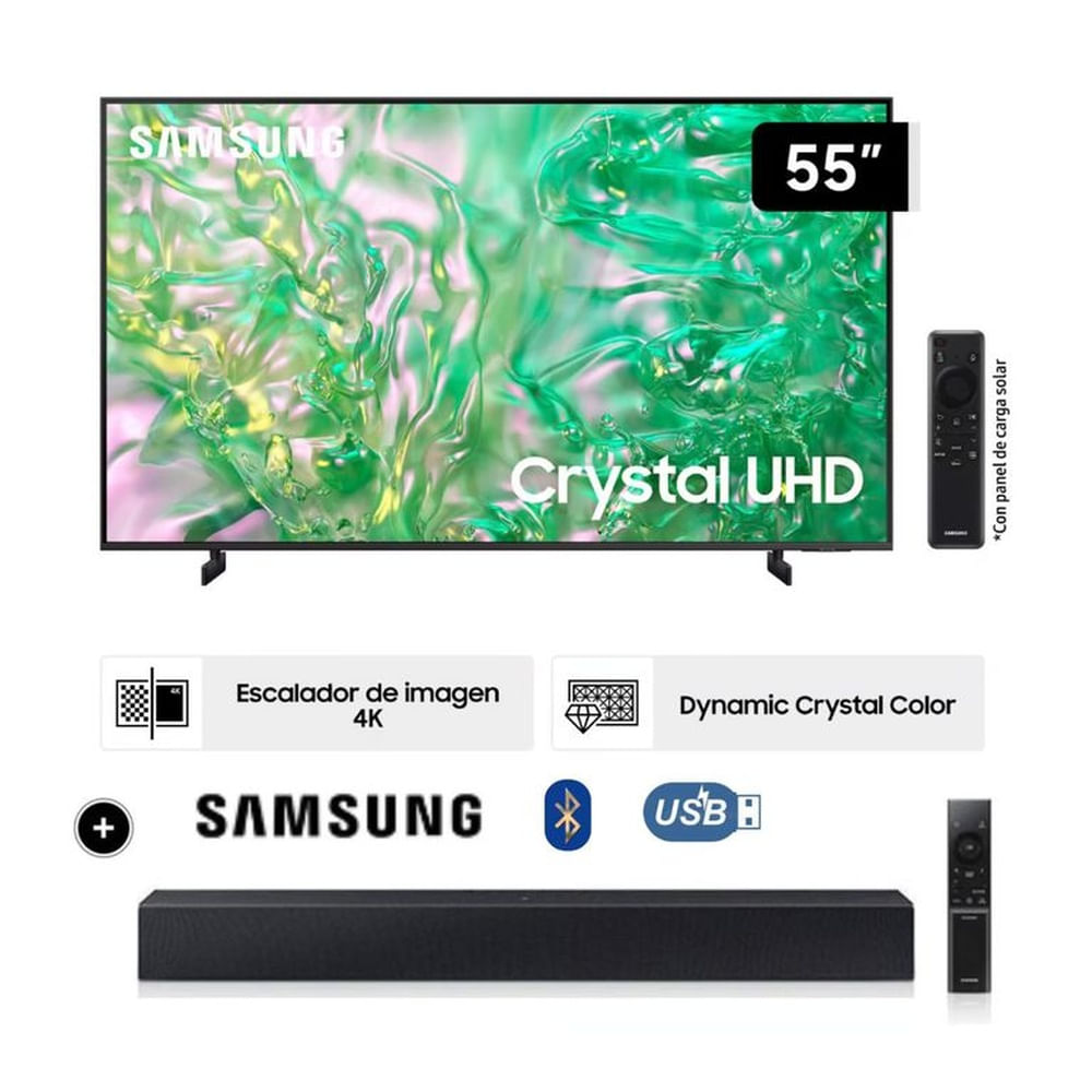 Televisor Samsung 55UHD Crystal 4K Tizen OS Smart TV UN55DU8000 + +Samsung Soundbar HW-C400
