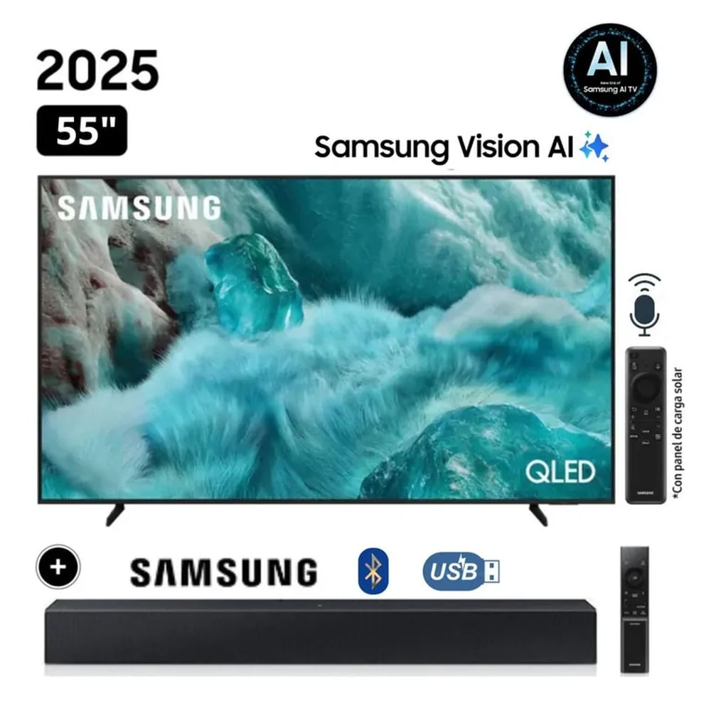 Televisor Samsung QLED 55 Visión AI Smart TV QN55Q7FAAGXPE + Soundbar HW C400