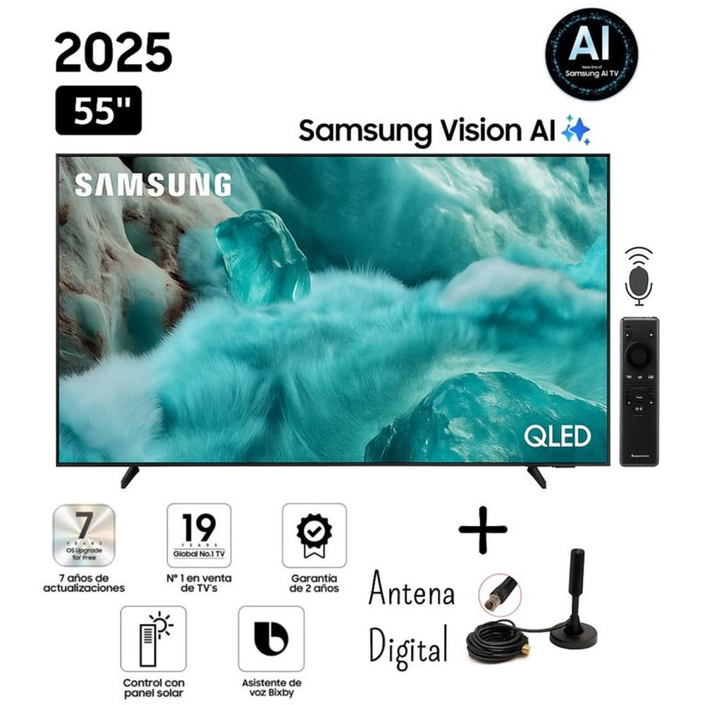 Televisor Samsung QLED 55 Visión AI Smart TV QN55Q7FAAGXPE + Antena