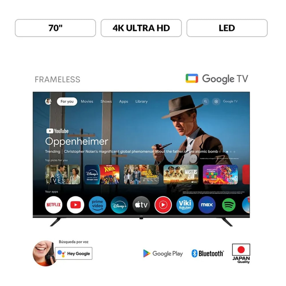 JVC 70 4K UHD LED con Control por Voz y Bluetooth Modelo LT-70KB54