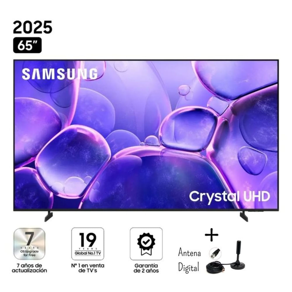 TELEVISOR SMART TV SAMSUNG UHD 65 CRYSTAL 4K UN65U8000F TV 2025 + ANTENA DIGITAL