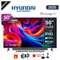 Televisor HYUNDAI 50 QLED FHD Google TV HYLED5029QFG + RACK + ANTENA