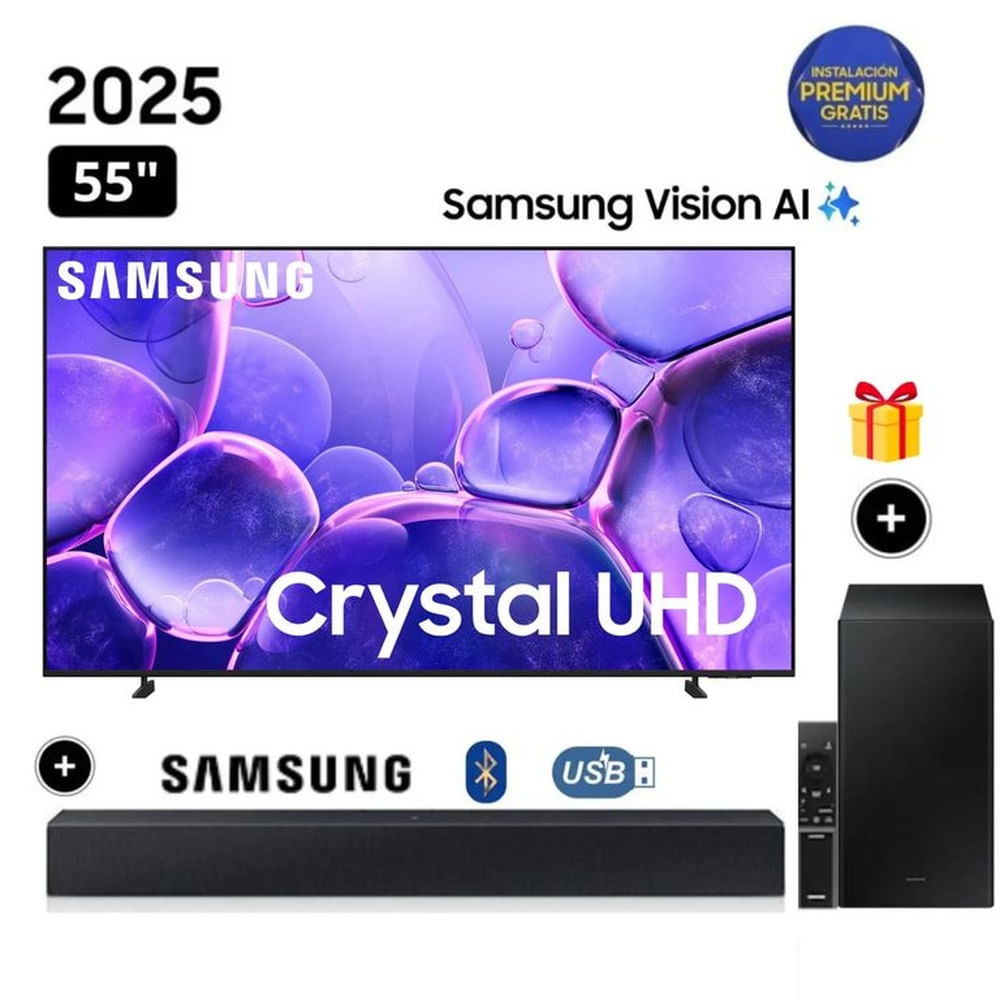 Televisor Samsung Smart TV 55 Crystal UHD 4K UN55U8000FGXPE + Soundbar HW-B450F
