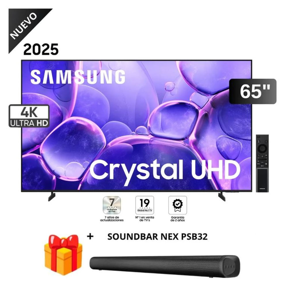 Televisor Samsung 65” Crystal 4K 65U8000F 2025 + Soundbar Nex