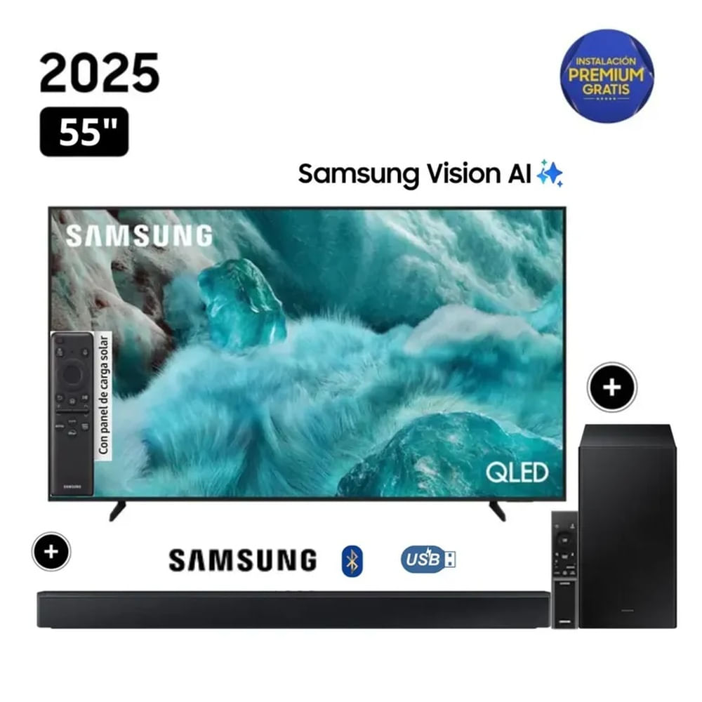 Televisor Samsung QLED 55 Visión AI Smart TV QN55Q7FAAGXPE + Soundbar HW-B450F