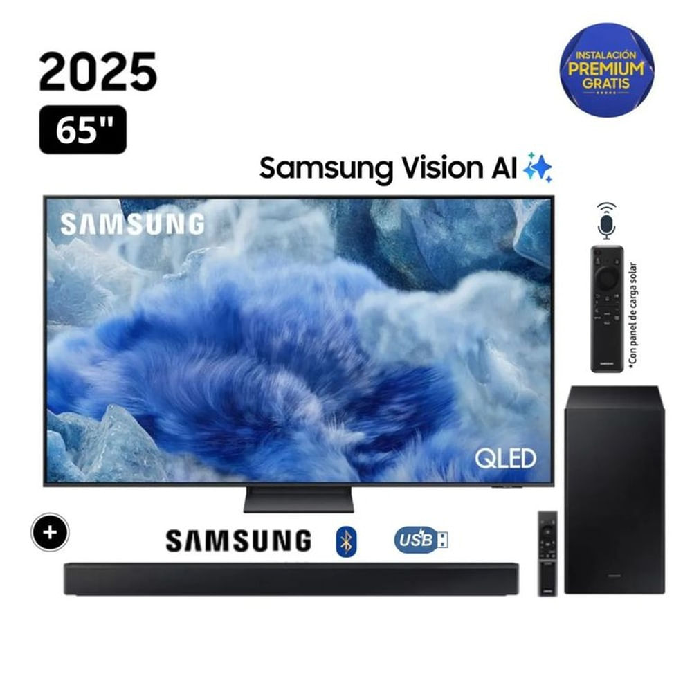 Televisor Samsung 65 QLED Q8F Vision Ai Smart Tv 2025 + Soundbar HW-B450