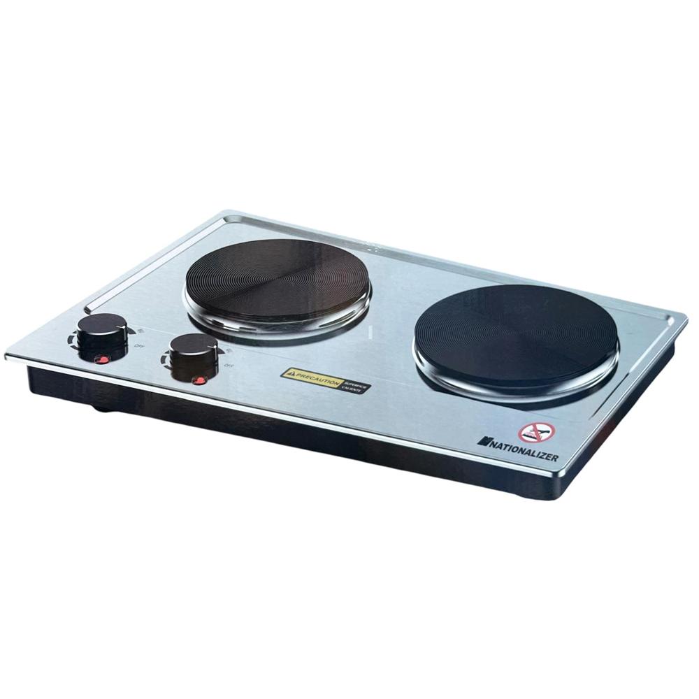 Cocina Eléctrica Doble Hornilla Nationalizer Acero