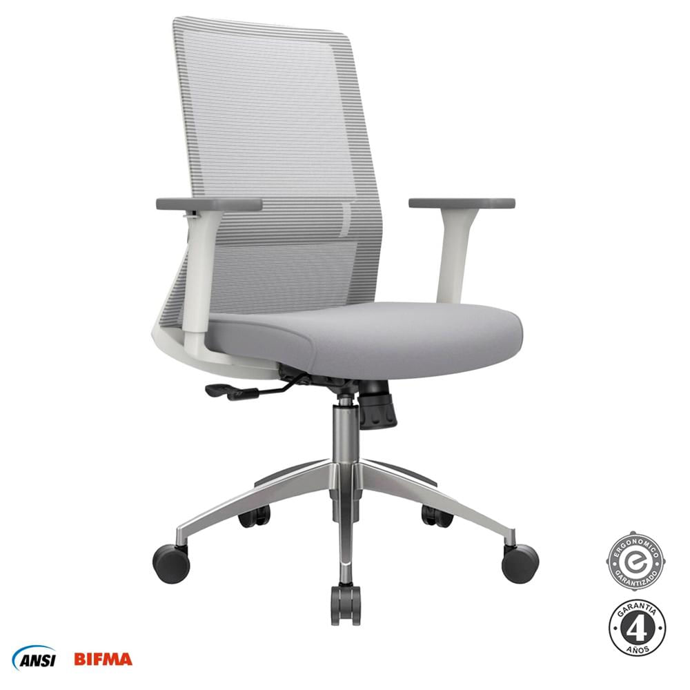 Silla Ergonómica Twist Gerente Aluminio Gris Ofideas