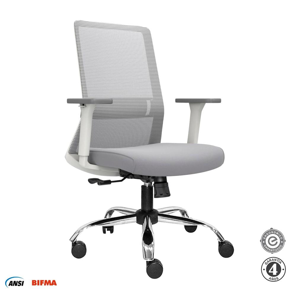 Silla Ergonómica Twist Gerente Cromado Gris Ofideas