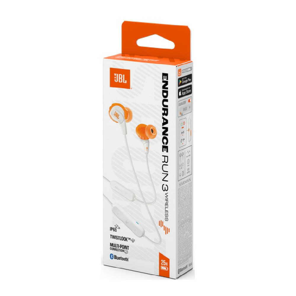 JBL Endurance Run 3 Audífonos Deportivos In-Ear con Resistencia IP65 y Sonido JBL Pure Bass Blanco