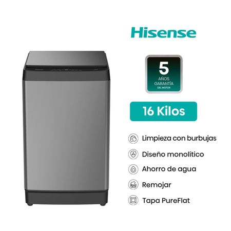 Lavadora Hisense Carga Superior 16KG WT3K1623UT Silver