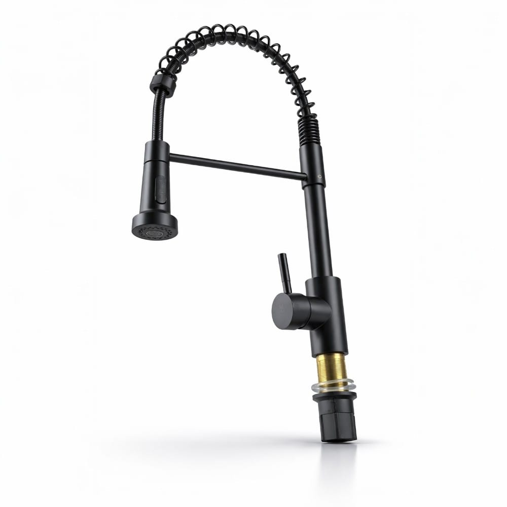 Grifo Cocina HORSE Mezcladora Monomando Alto Negro Mate Aireador Retractil